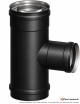 Té 90° fumées piquage femelle Ø80mm avec tampon de visite et collier Diflux noir