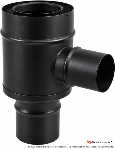 Raccord simple paroi / concentrique avec sortie air Diflux noir