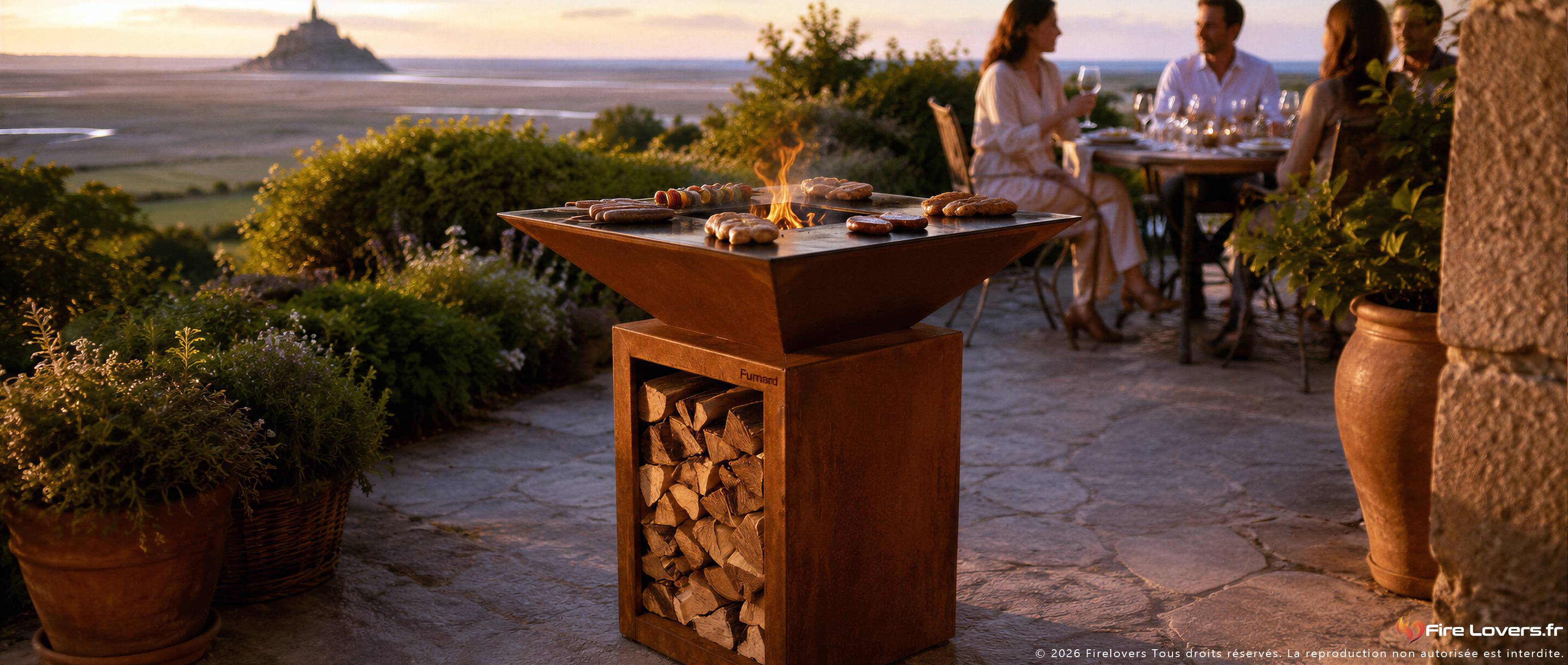 Brasero plancha Atmeco Le Fumard en acier Corten