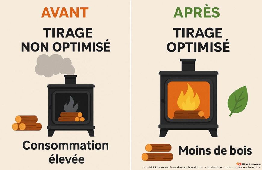 Comment économiser 15 à 20 % sur votre poêle à bois grâce à une meilleure gestion du tirage